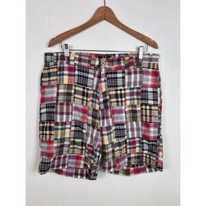 Vintage Snake Eyes Players‎ Colorful Madras Plaid Patchwork Golf Shorts Size 36
